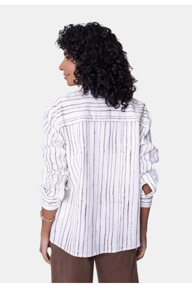 Produto Camisa Calvin Klein Manga Longa Listrada Feminina 