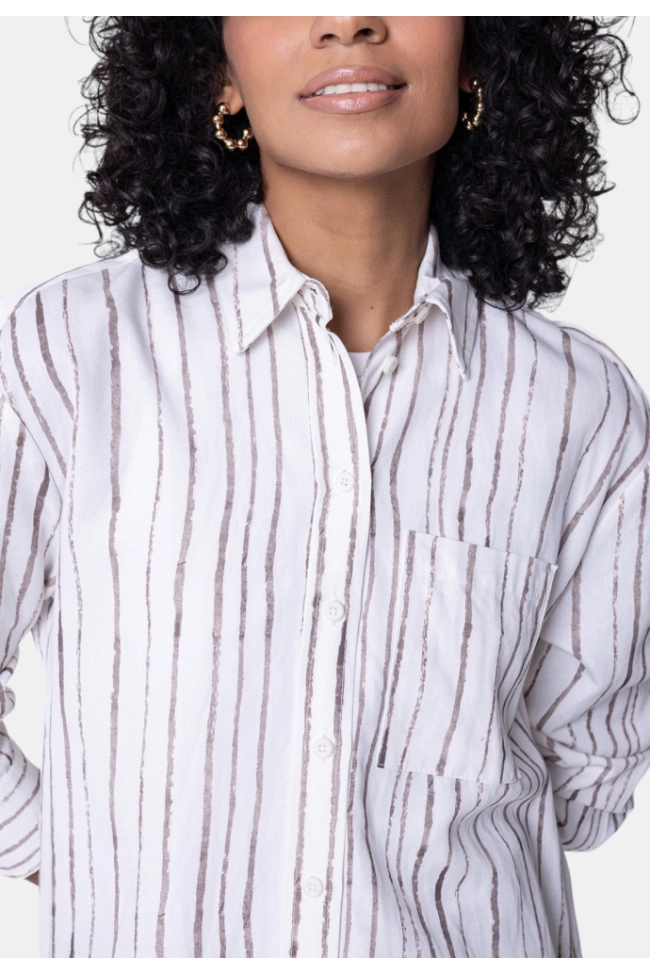 Produto Camisa Calvin Klein Manga Longa Listrada Feminina 