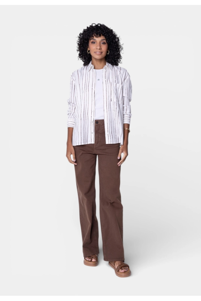 Produto Camisa Calvin Klein Manga Longa Listrada Feminina 