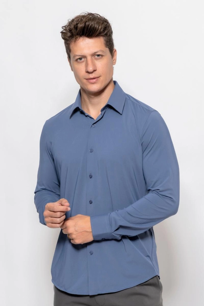 Produto Camisa Crocker Manga Longa Masculino Azul médio 