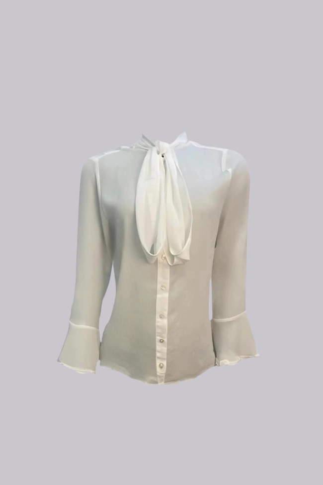 Produto Camisa Ellen One Babados Manga Longa Feminino Off White