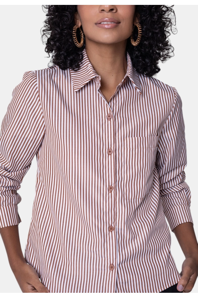 Produto Camisa Gabip Listrada Feminina Canela
