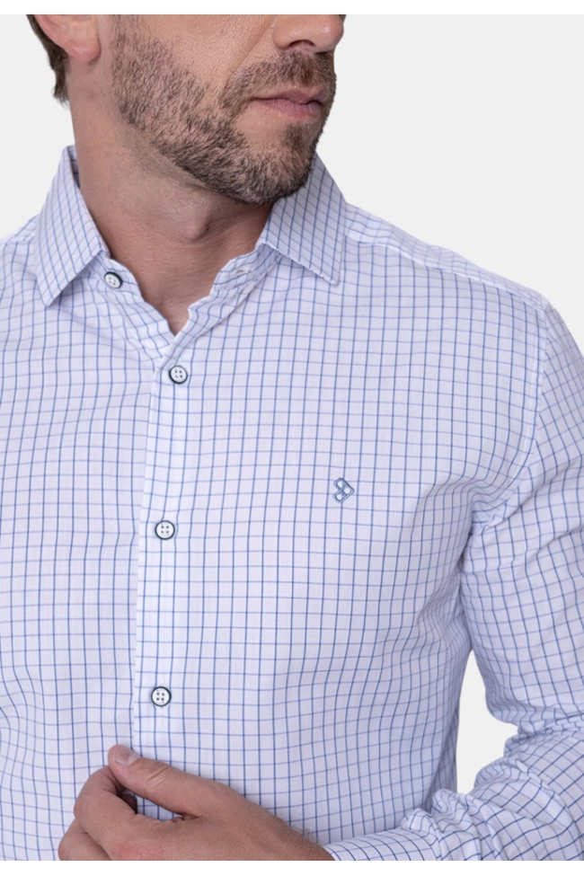 Produto Camisa Pitt Slim Masculina Xadrez Marinho