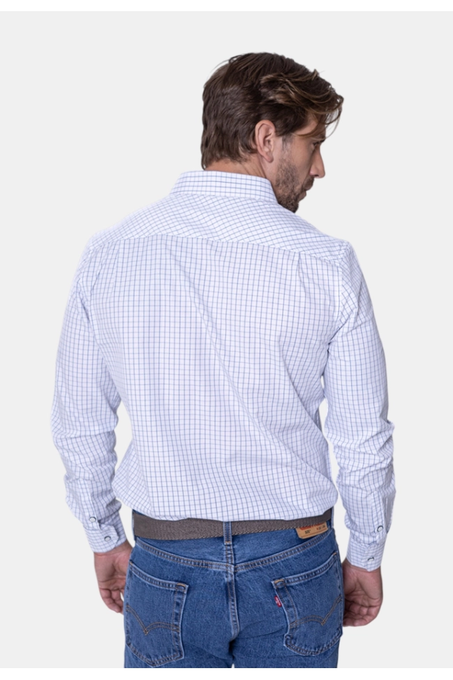 Produto Camisa Pitt Slim Masculina Xadrez Marinho