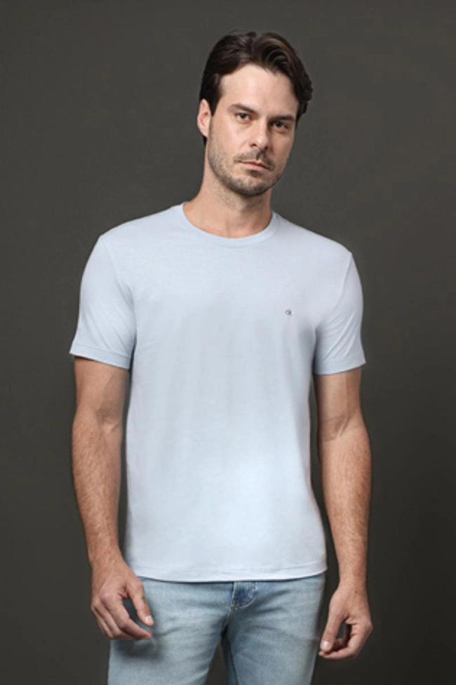 Produto Camiseta Calvin Klein Manga Curta Masculino Azul Claro 