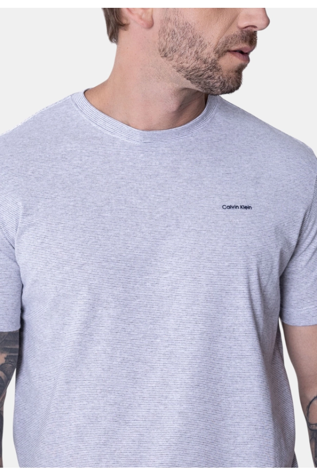 Produto Camiseta Calvin Klein Manga Curta Masculina Listrada Mescla 