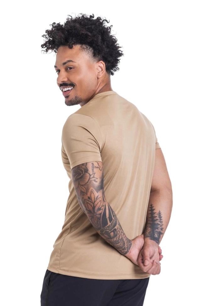 Produto Camiseta Endorfina Manga Curta Dry Fit Masculino Bege 