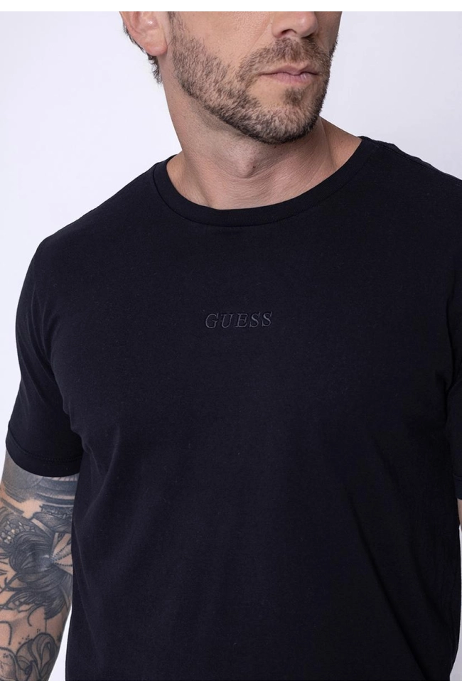 Produto Camiseta Guess Manga Curta Bordada Masculina Preta 