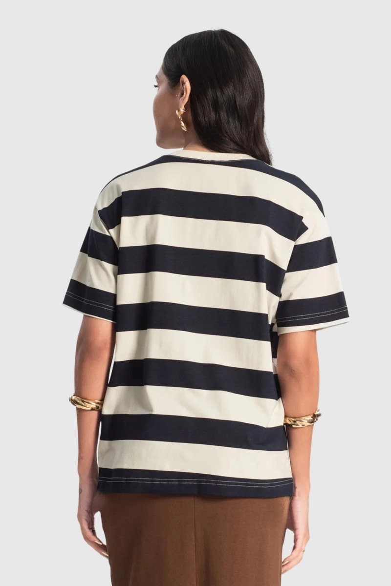 Camiseta Rovitex Listrada Feminina Marinho Produto Camiseta Rovitex Listrada Feminina Marinho