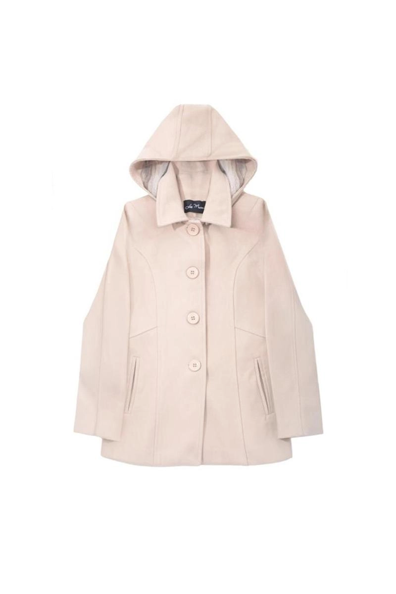 Casaco La Marca Lã Batida Com Capuz Feminino Bege Produto Casaco La Marca Lã Batida Com Capuz Feminino Bege