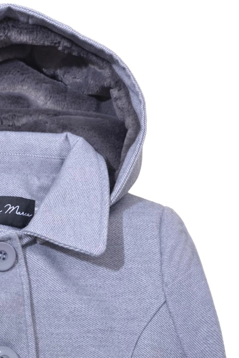 Casaco La Marca Lã Batida Com Capuz Feminino Cinza Produto Casaco La Marca Lã Batida Com Capuz Feminino Cinza