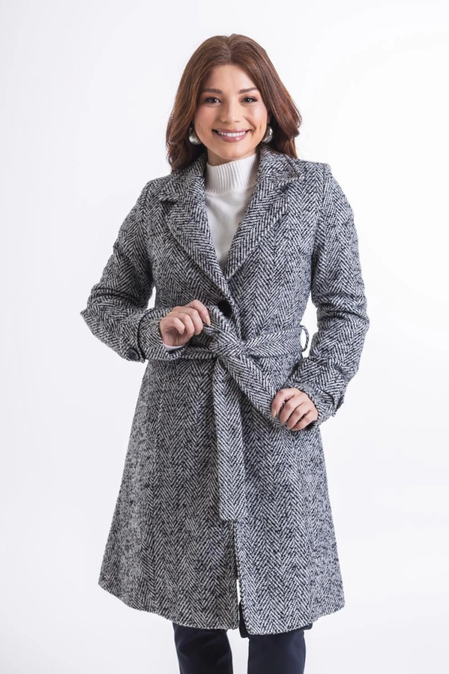 Produto Casaco La Marca Lã Batida Longo Feminino Preto Mescla