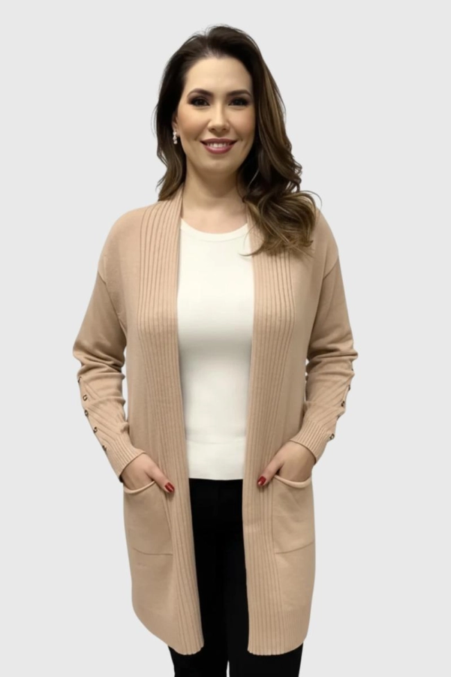 Produto Casaco Mooncity Em Tricot Feminino Areia 