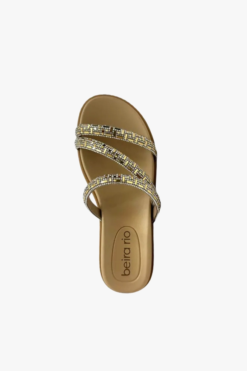 Chinelo Beira Rio Flat com Brilho Feminino Cristal Dourado Produto Chinelo Beira Rio Flat com Brilho Feminino Cristal Dourado