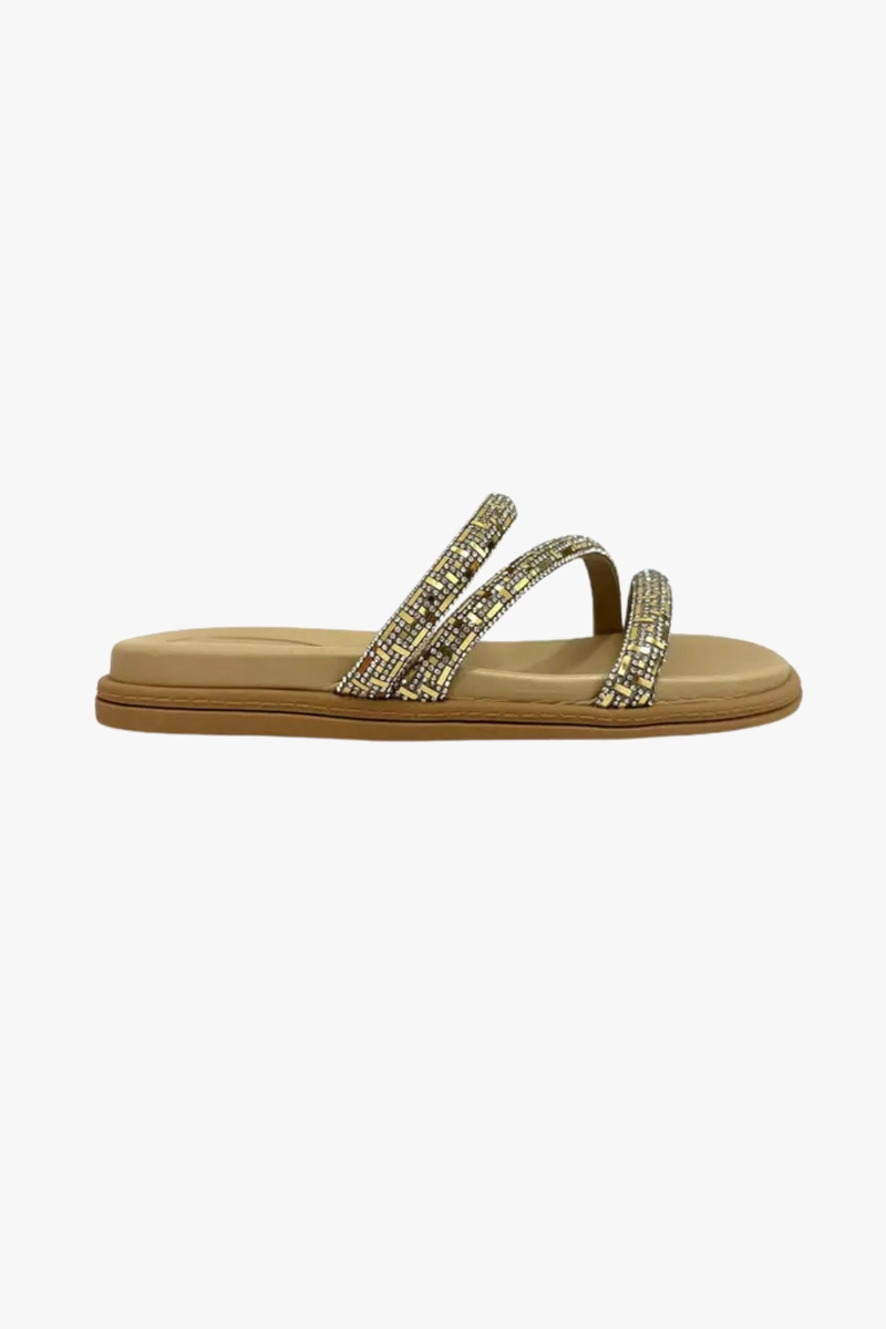 Chinelo Beira Rio Flat com Brilho Feminino Cristal Dourado Produto Chinelo Beira Rio Flat com Brilho Feminino Cristal Dourado