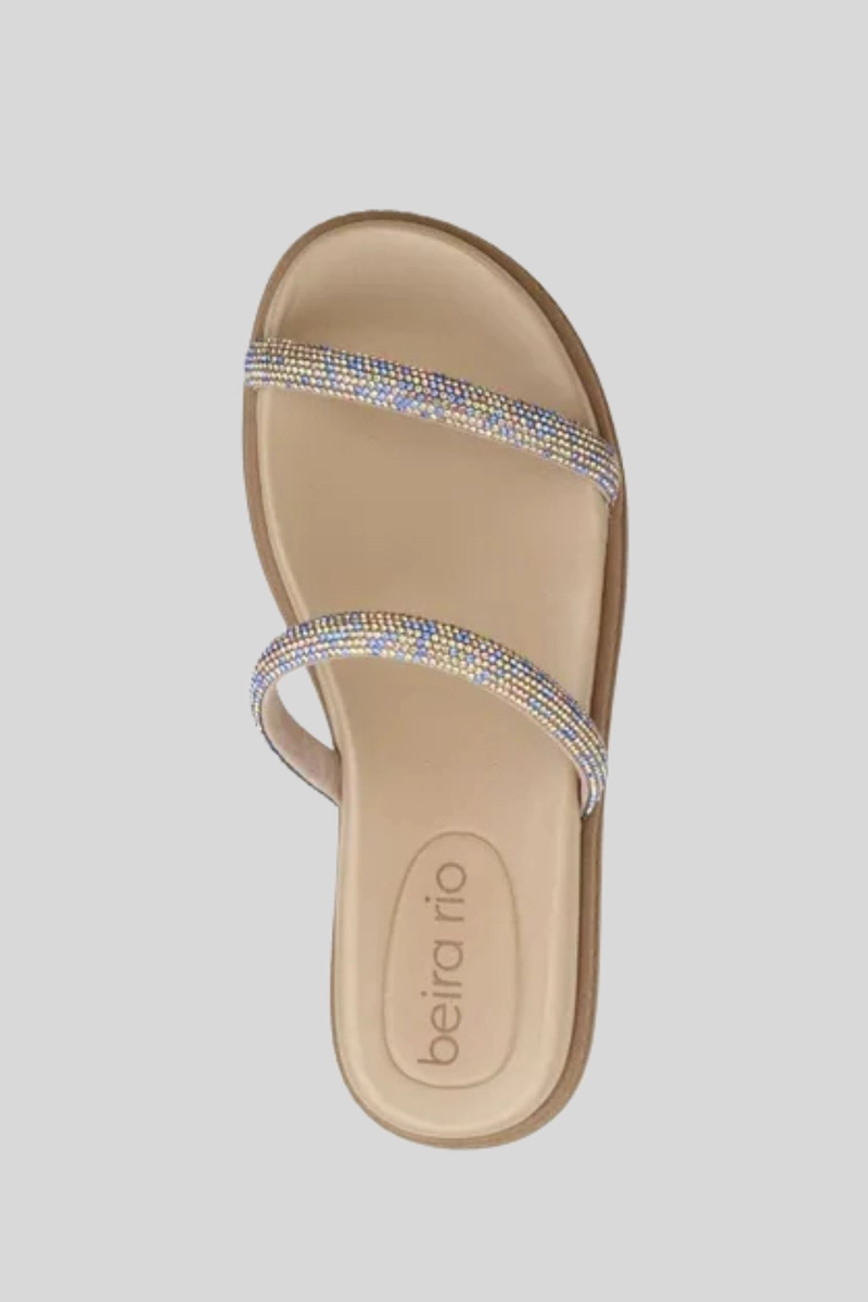 Produto Chinelo Beira Rio Rasteira Feminino Azul Verde e Bege 