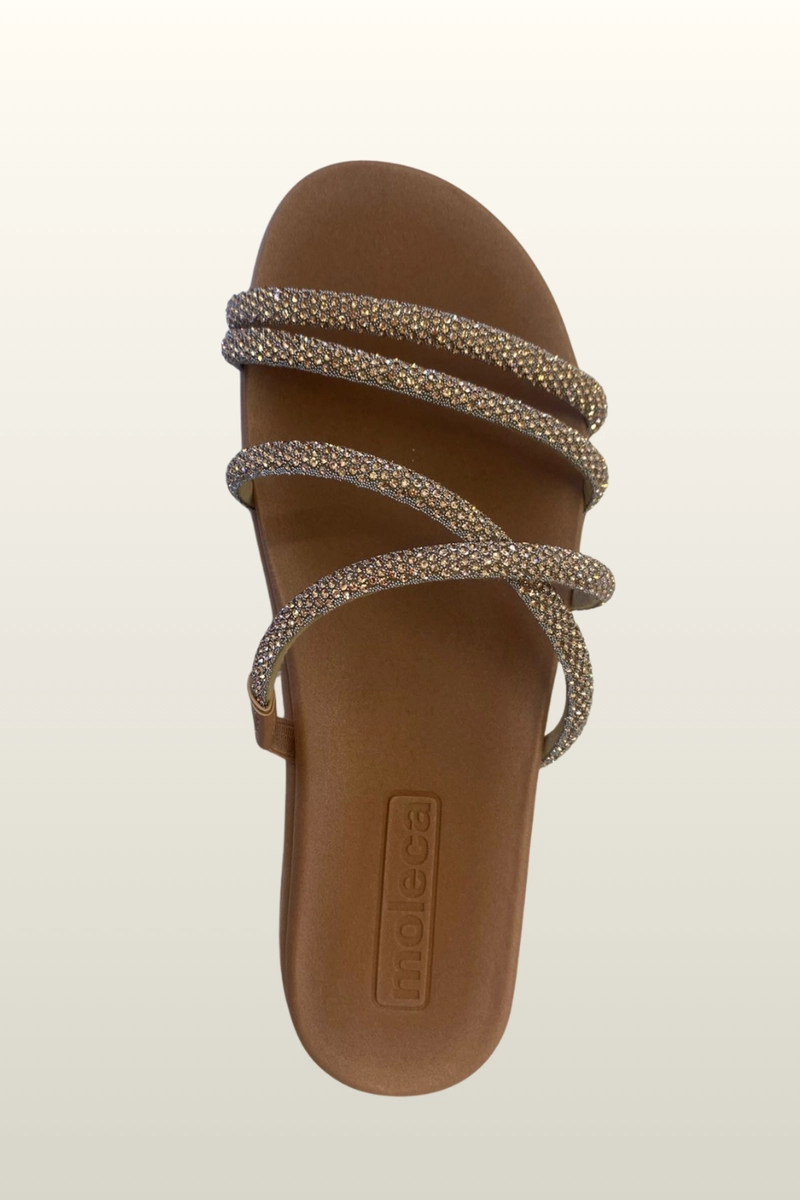 Chinelo Moleca Flat Strass Feminino Ouro Rosado Produto Chinelo Moleca Flat Strass Feminino Ouro Rosado