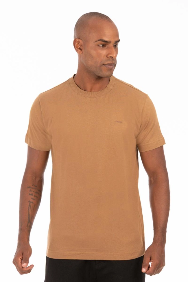 Produto Camiseta Gangster Manga Curta Algodão Masculino Marrom