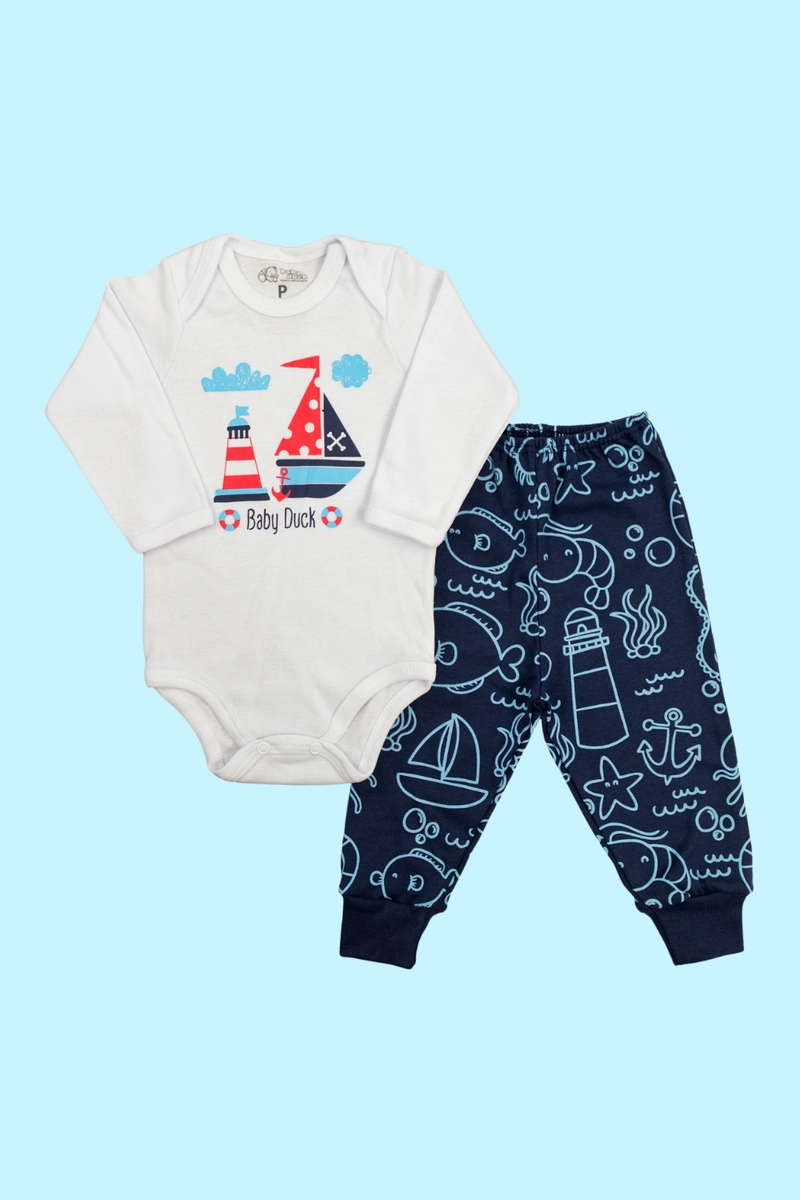 Conjunto Baby Duck Estampado Masculino Barco Produto Conjunto Baby Duck Estampado Masculino Barco