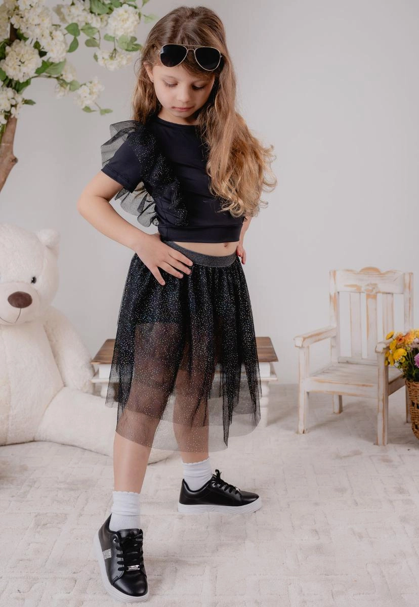 Conjunto Coccinelle Manga Curta Tule Infantil Feminino Preto Produto Conjunto Coccinelle Manga Curta Tule Infantil Feminino Preto