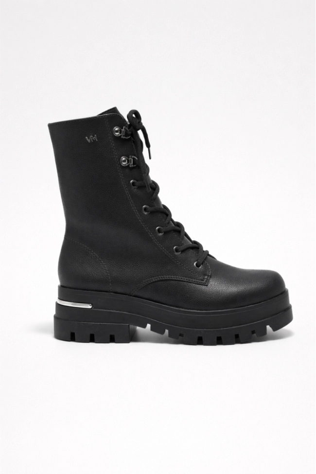 Produto Coturno Via Marte Flatform Tratorado Salto Metalizado Feminino Preto