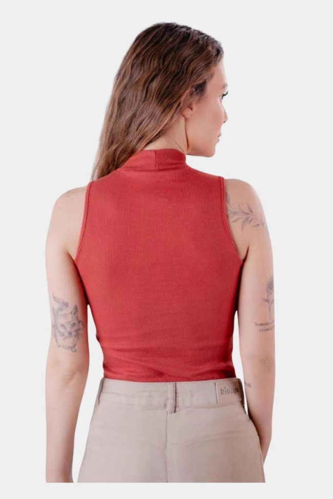 Produto Cropped Crocker Canelado Feminino Terracota