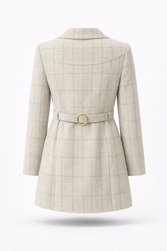 Produto Casaco La Marca Xadrez Lã Feminino Bege