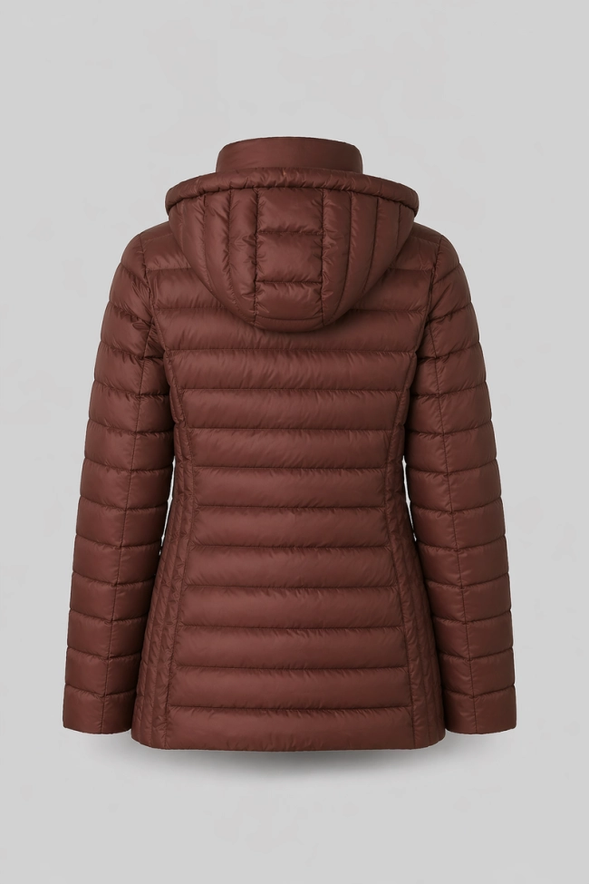Produto Jaqueta Alpelo Longa Nylon Pelo de Ganso Marrom Chocolate