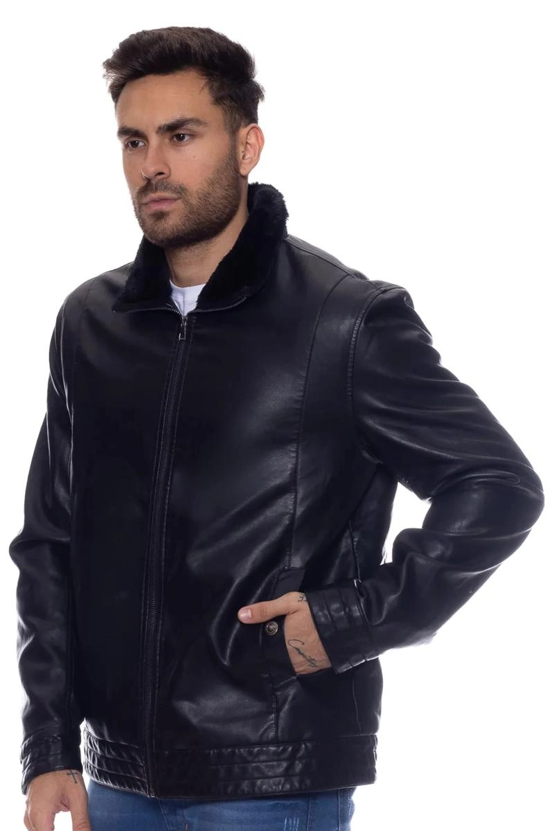 Jaqueta Crocker Pu Gola Pelo Zíper Masculina Preto Produto Jaqueta Crocker Pu Gola Pelo Zíper Masculina Preto