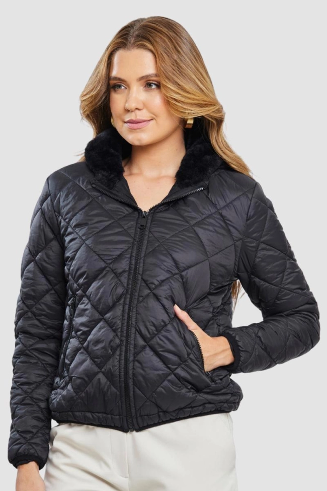 Produto Jaqueta Aishty Nylon Texturas Feminina Preta
