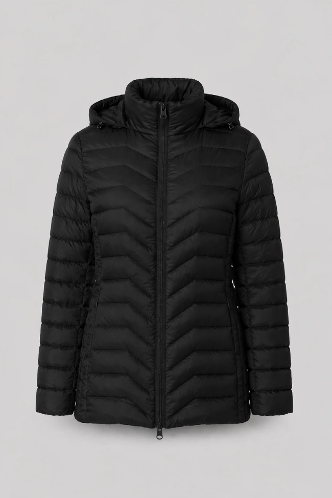 Produto Jaqueta Alpelo Longa Nylon Pelo de Ganso Preta