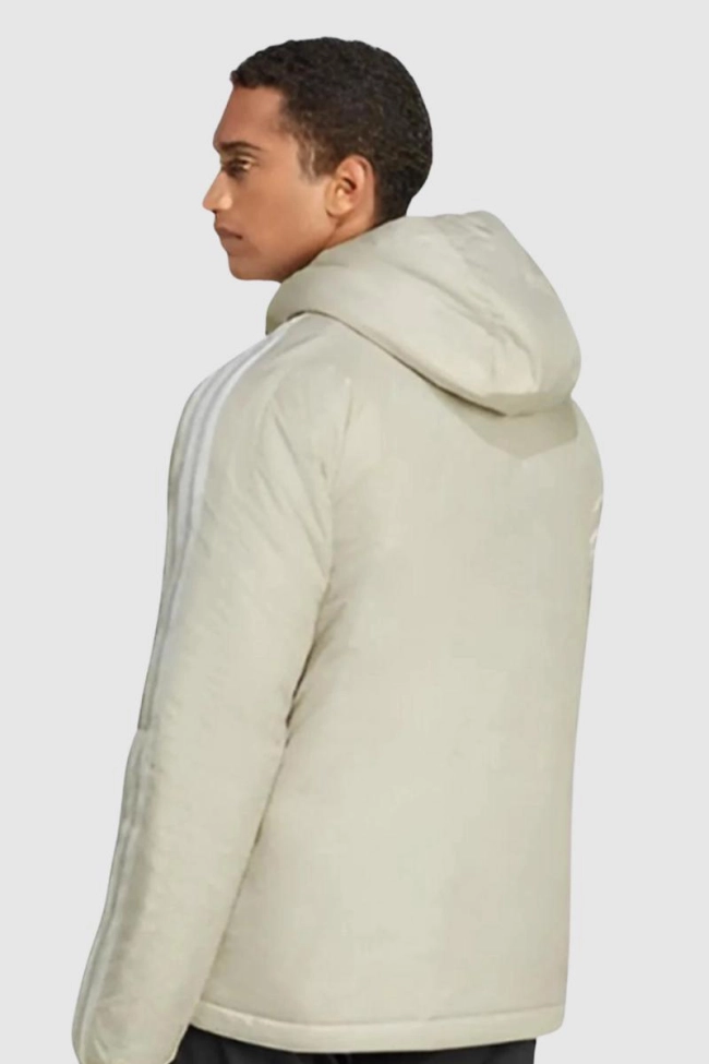 Produto Jaqueta Capuz Adidas Isolamento Essentials Três Listras Masculina Bege