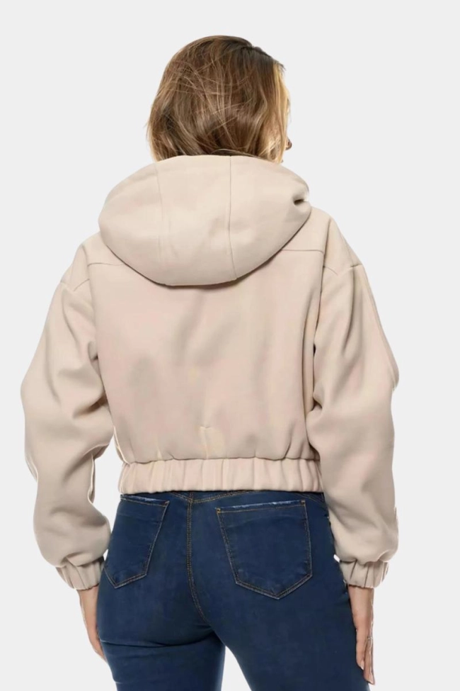 Produto Jaqueta Crocker Cropped Lã Batida Feminina Areia 