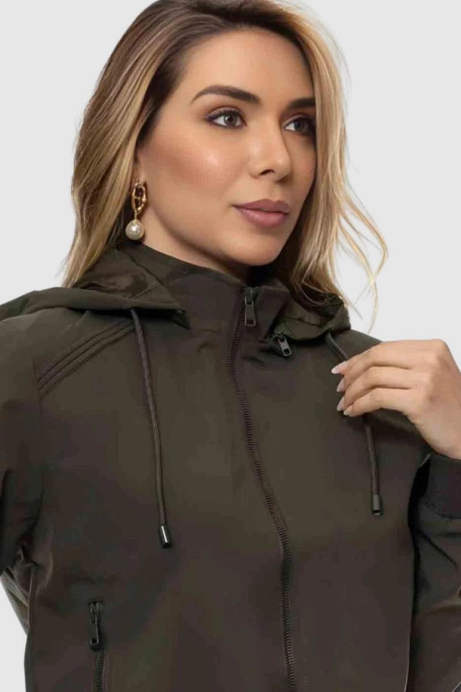 Produto Jaqueta Crocker De Nylon Com Capuz Feminina Verde Militar