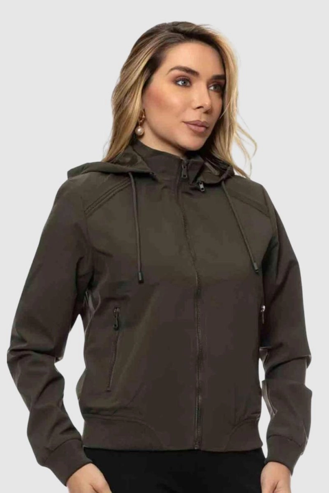 Produto Jaqueta Crocker De Nylon Com Capuz Feminina Verde Militar