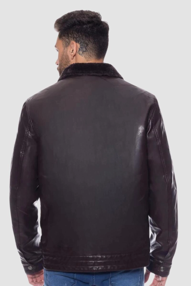 Produto Jaqueta Crocker Pu Gola Pelo Zíper Masculina Preto