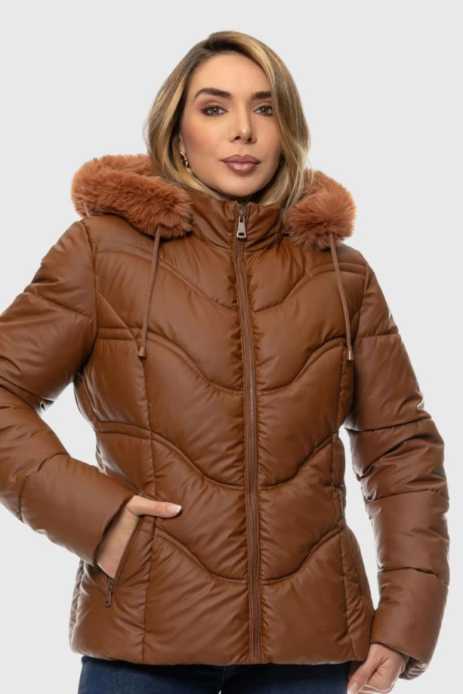 Produto Jaqueta Crocker Puffer Forrada Feminina Caramelo