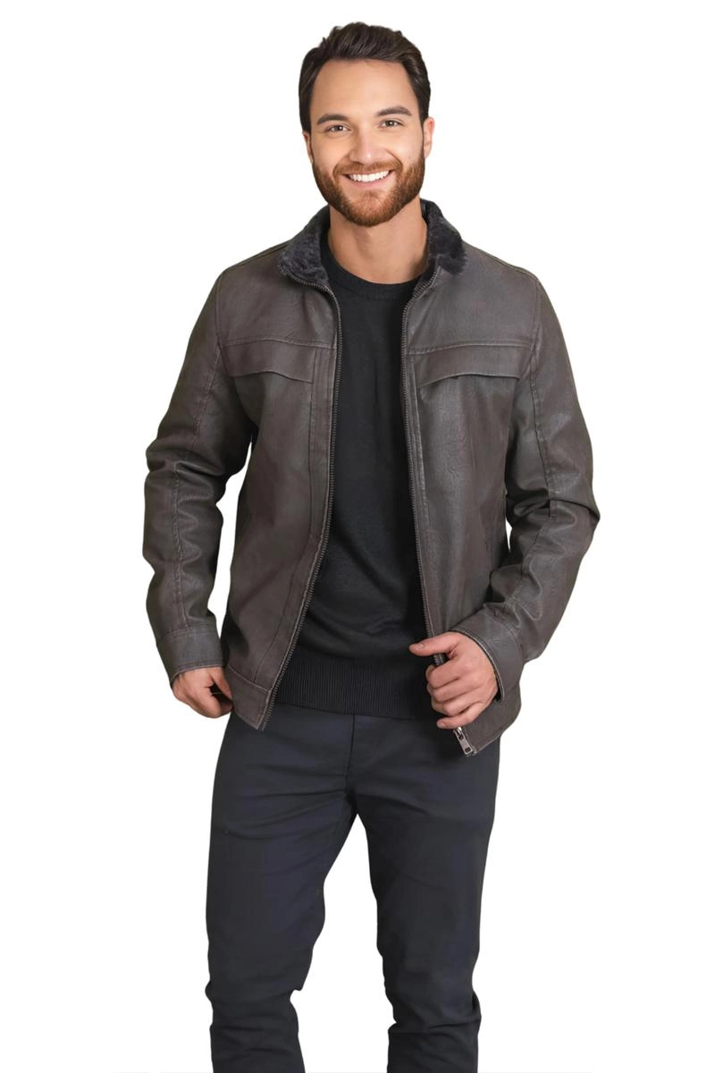 Jaqueta Enrico Camurça Masculina Cinza Produto Jaqueta Enrico Camurça Masculina Cinza