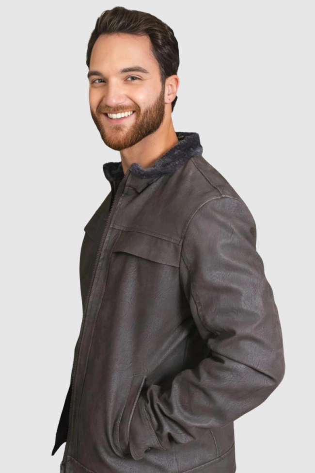 Produto Jaqueta Enrico Camurça Masculina Cinza 