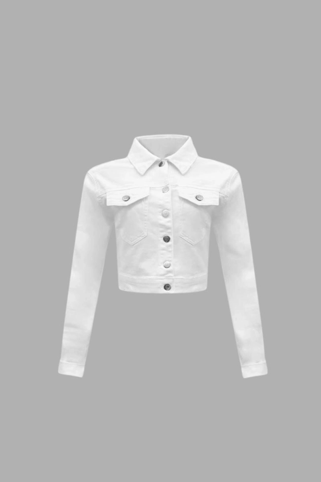 Produto Jaqueta Max Denim Sarja Sem Bolso Feminina Branca 