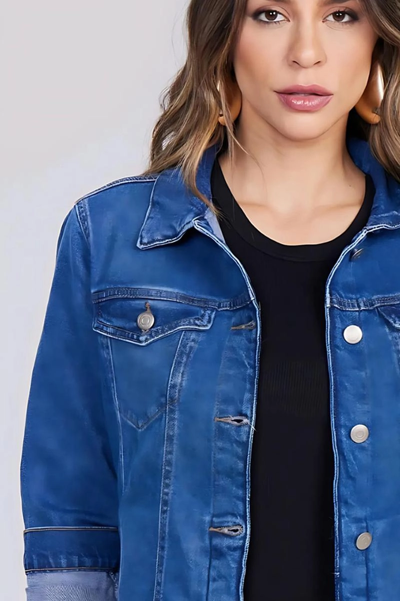 Jaqueta Max Denim Tradicional Feminina Jeans Produto Jaqueta Max Denim Tradicional Feminina Jeans