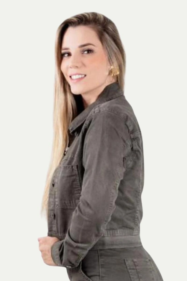 Produto Jaqueta Voox Cropped Sarja Feminina Verde