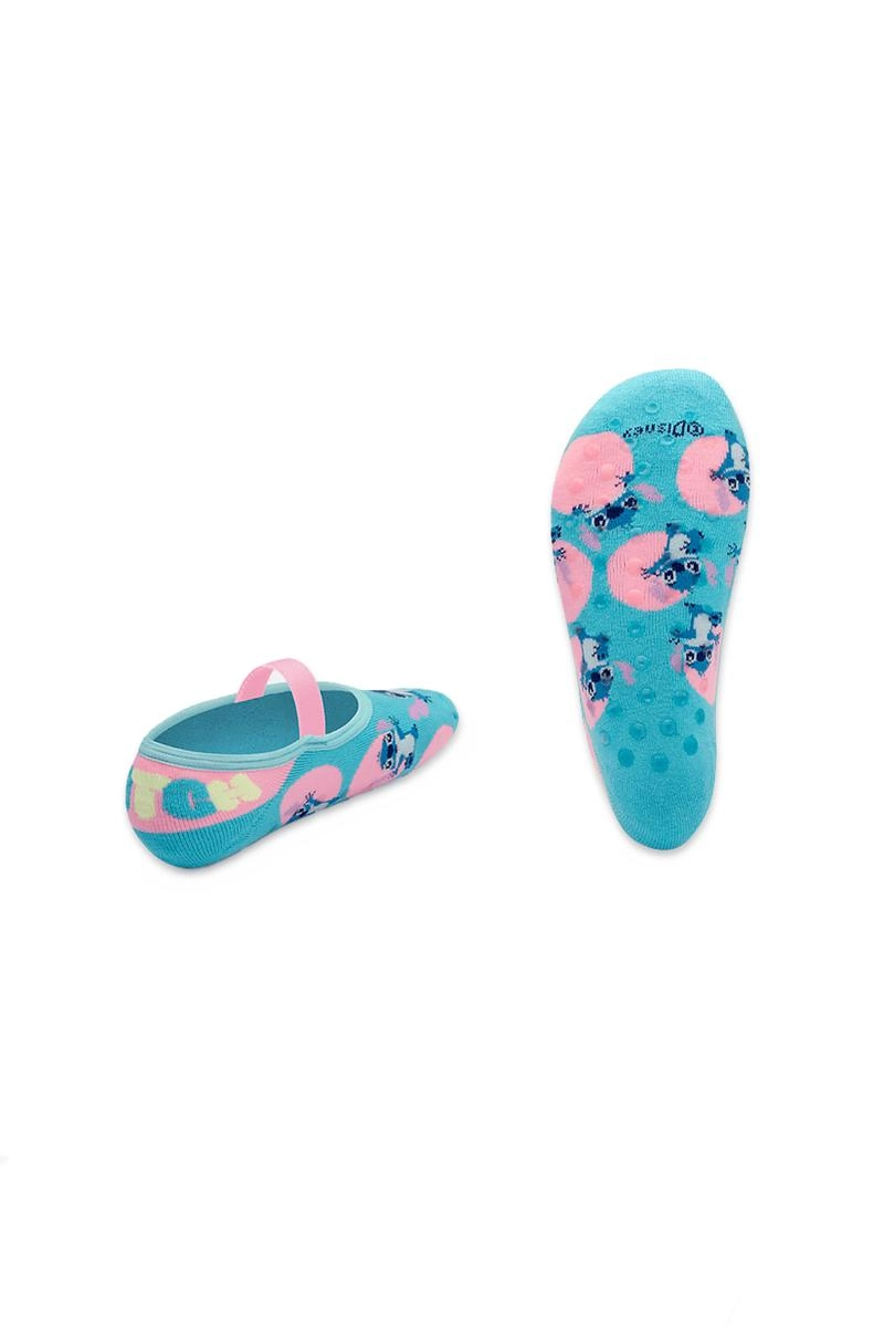 Meia Pucket Sapatilha Antiderrapante Stitch Infantil Menina Azul Produto Meia Pucket Sapatilha Antiderrapante Stitch Infantil Menina Azul
