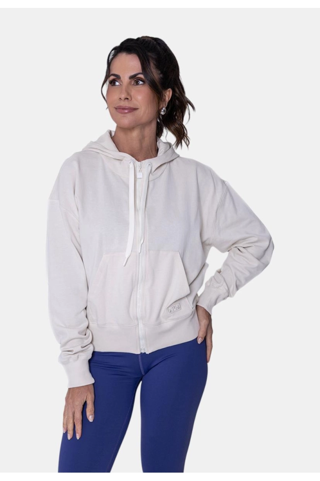Produto Moletom Fila Com Zíper Canguru Feminino Creme 