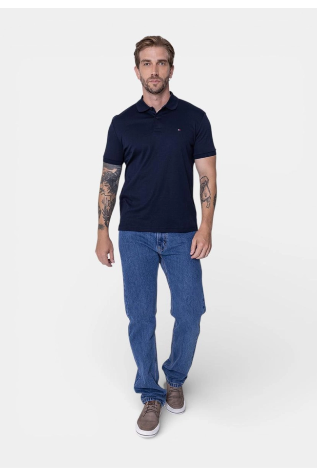 Produto Polo Tommy Hilfiger Manga Curta Masculina Marinho