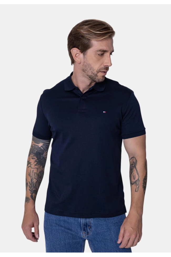 Produto Polo Tommy Hilfiger Manga Curta Masculina Marinho