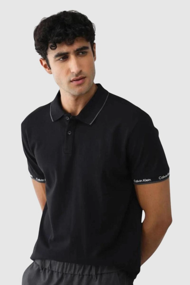 Produto Polo Calvin Klein Manga Curta Masculina Preto