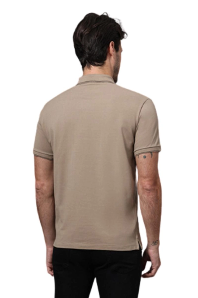 Produto Polo Calvin Klein Manga Curta Regular Masculino Caqui Médio 