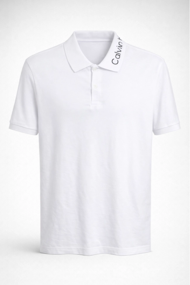 Produto Polo Calvin Klein Manga Curta Slim Fit Masculino Branco 