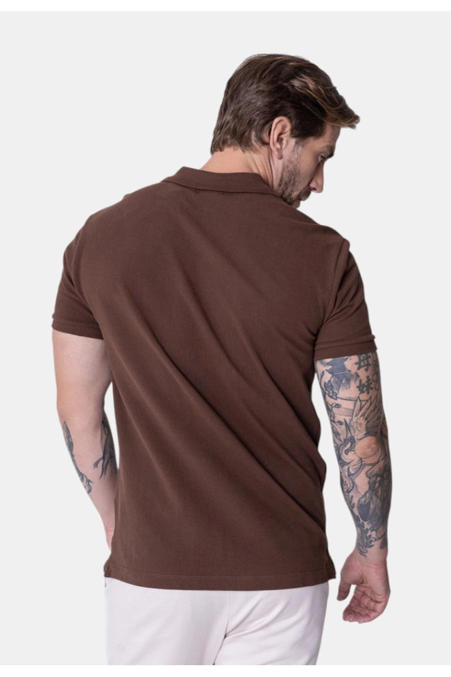 Produto Polo Calvin Klein Manga Curta Slim Fit Masculino Marrom